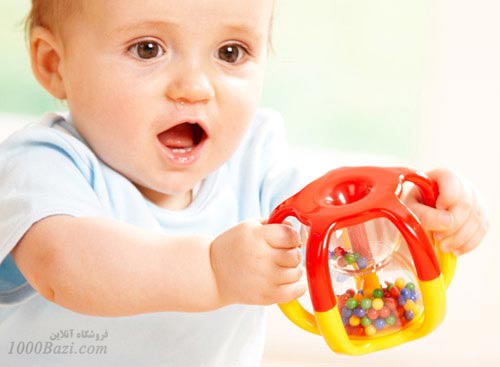 اسباب بازی نوزاد کودک جغجغه دانه رنگی تولو Tolo