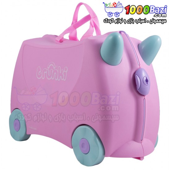 چمدان و اسباب بازی چرخدار دخترانه طرح صورتی کمرنگ Trunki